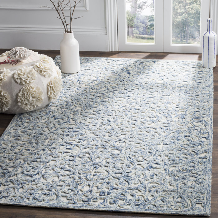 Rosdorf Park Marys HandTufted Wool Blue Area Rug & Reviews Wayfair